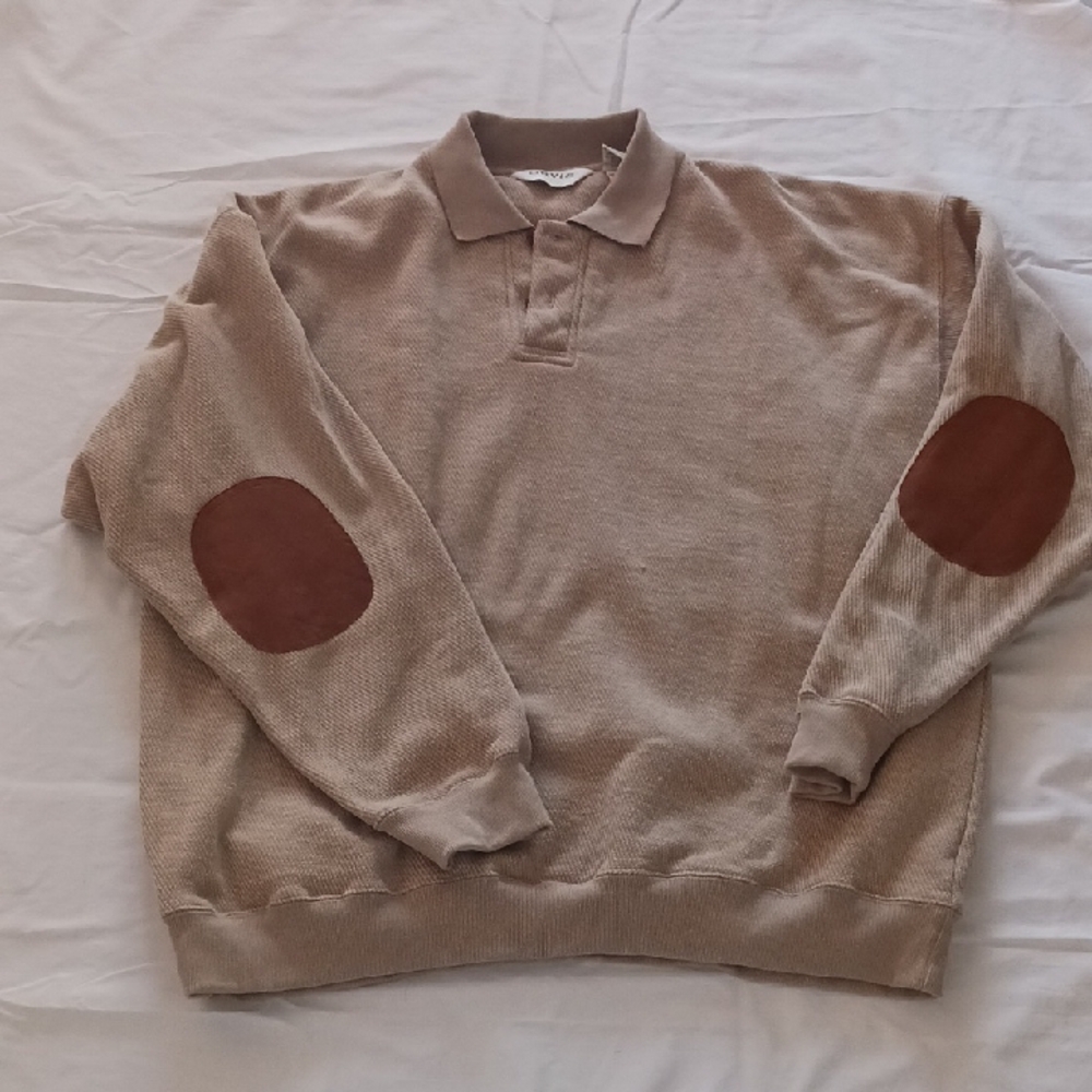 Men's Orvis Tan Knit Sweater With Elbow Patches